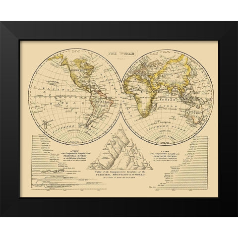 North Pole South Pole Black Modern Wood Framed Art Print by Unknown