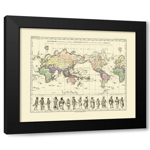World People Clothing - Perthes 1848 Black Modern Wood Framed Art Print by Perthes