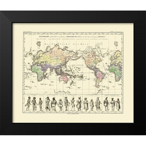 World People Clothing - Perthes 1848 Black Modern Wood Framed Art Print by Perthes