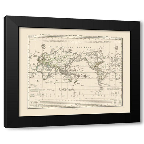 Indo Germans Semites World - Perthes 1846 Black Modern Wood Framed Art Print by Perthes
