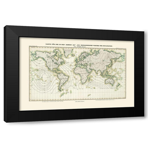 World 1827 to 1831 - Erman 1841 Black Modern Wood Framed Art Print by Erman