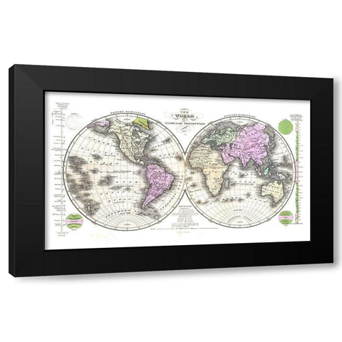 Globular Projection - Robinson 1829 Black Modern Wood Framed Art Print by Robinson