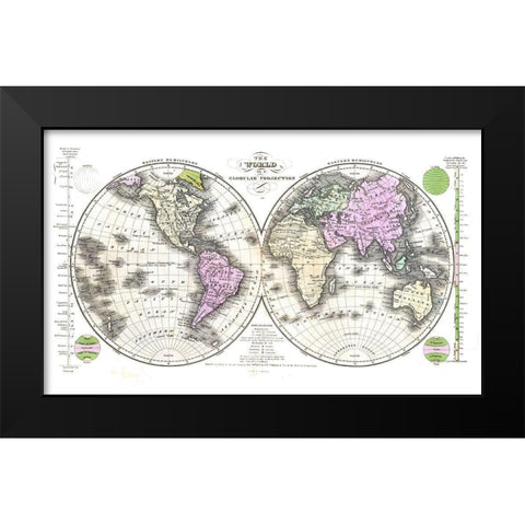 Globular Projection - Robinson 1829 Black Modern Wood Framed Art Print by Robinson
