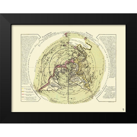 World Planisphere Physical - De Lisle 1756 Black Modern Wood Framed Art Print by De L''isle