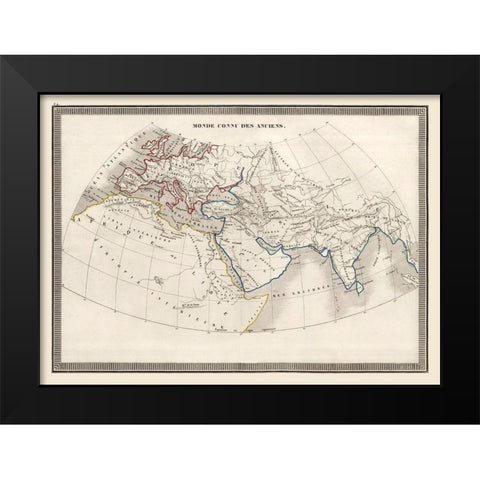 World as Known to Ancients - Monin 1839 Black Modern Wood Framed Art Print by Monin