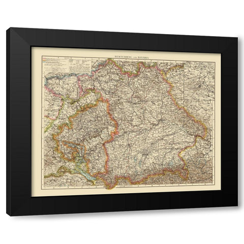 Wurtemberg Bavaria Germany - Andree 1895 Black Modern Wood Framed Art Print by Andree