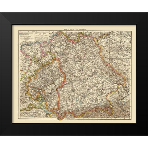 Wurtemberg Bavaria Germany - Andree 1895 Black Modern Wood Framed Art Print by Andree