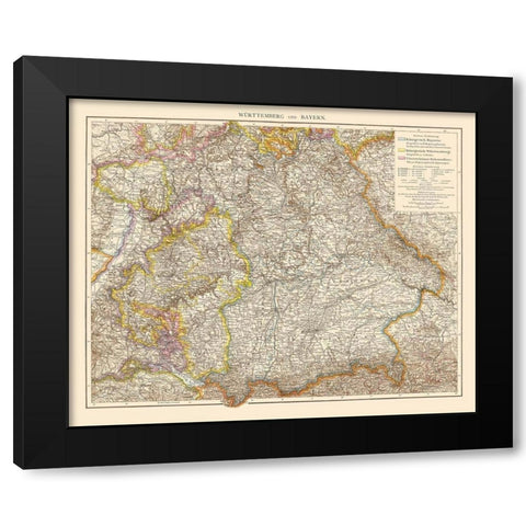 Wurtemberg Bavaria Germany - Andree 1895 Black Modern Wood Framed Art Print by Andree