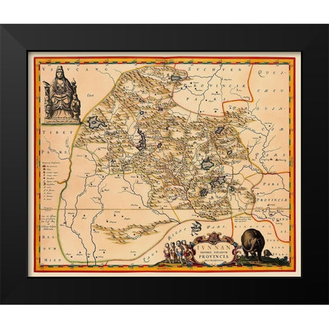 Yunnan Province China - Blaeu 1655 Black Modern Wood Framed Art Print by Blaeu