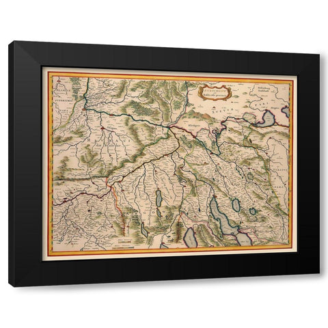 Zurich Region Switzerland - Blaeu 1635 Black Modern Wood Framed Art Print by Blaeu