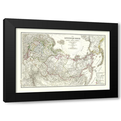 Russian Empire Europe Asia America - Weimer 1855 Black Modern Wood Framed Art Print by Weimer