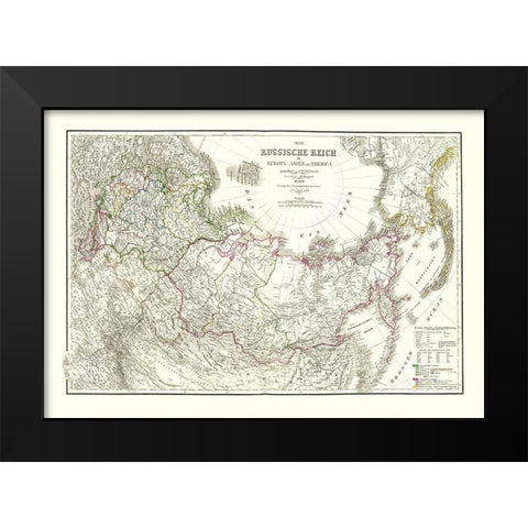 Russian Empire Europe Asia America - Weimer 1855 Black Modern Wood Framed Art Print by Weimer