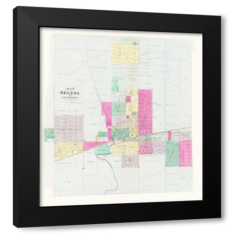 Abilene Kansas - Everts 1887 Black Modern Wood Framed Art Print with Double Matting by Everts