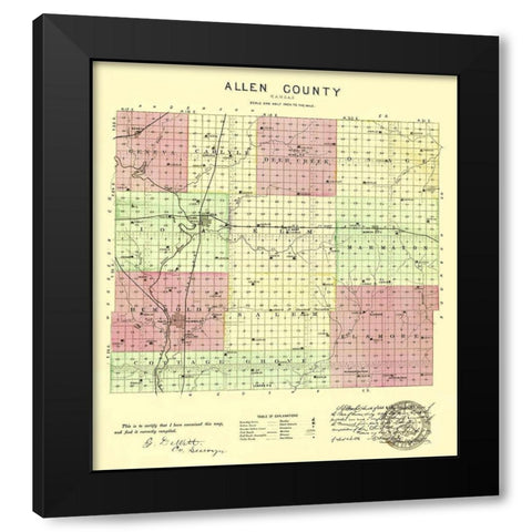 Allen Kansas - Everts 1887 Black Modern Wood Framed Art Print with Double Matting by Everts