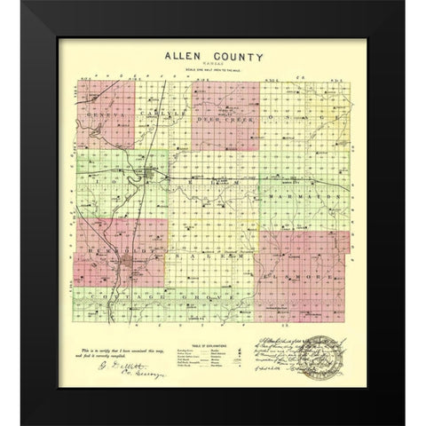 Allen Kansas - Everts 1887 Black Modern Wood Framed Art Print by Everts