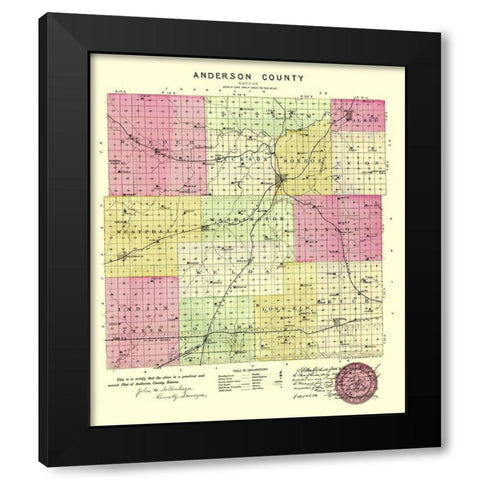 Anderson Kansas - Everts 1887 Black Modern Wood Framed Art Print with Double Matting by Everts