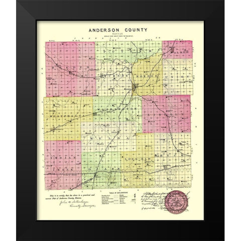 Anderson Kansas - Everts 1887 Black Modern Wood Framed Art Print by Everts