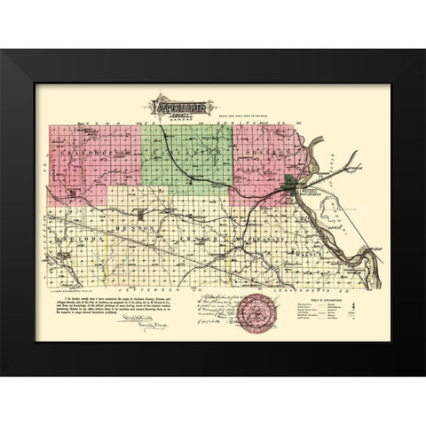 Atchison Kansas - Everts 1887 Black Modern Wood Framed Art Print by Everts