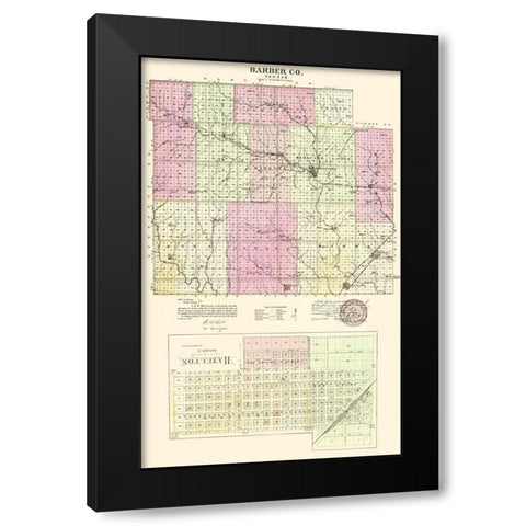 Barber Kansas - Everts 1887 Black Modern Wood Framed Art Print with Double Matting by Everts