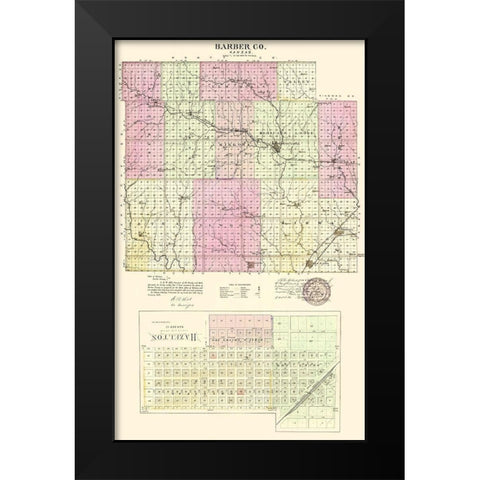 Barber Kansas - Everts 1887 Black Modern Wood Framed Art Print by Everts
