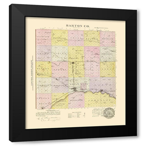 Barton Kansas - Everts 1887 Black Modern Wood Framed Art Print with Double Matting by Everts