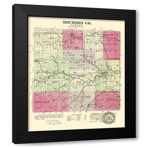 Bourbon Kansas - Everts 1887 Black Modern Wood Framed Art Print by Everts