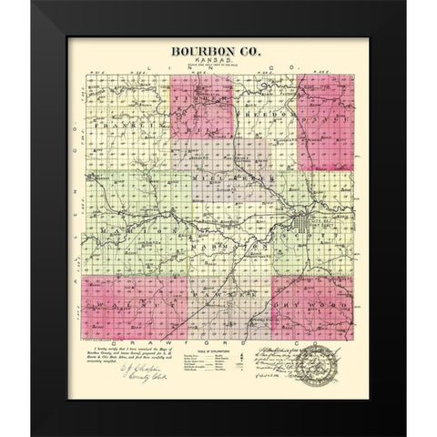 Bourbon Kansas - Everts 1887 Black Modern Wood Framed Art Print by Everts