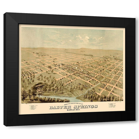 Baxter Springs Kansas - Glover 1871  Black Modern Wood Framed Art Print by Glover