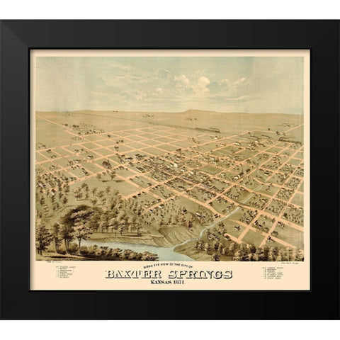 Baxter Springs Kansas - Glover 1871  Black Modern Wood Framed Art Print by Glover
