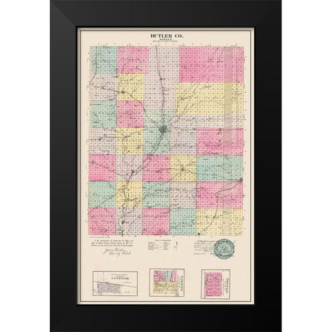 Butler Kansas - Everts 1887 Black Modern Wood Framed Art Print by Everts
