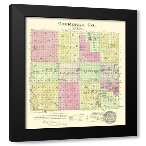 Cherokee Kansas - Everts 1887 Black Modern Wood Framed Art Print by Everts