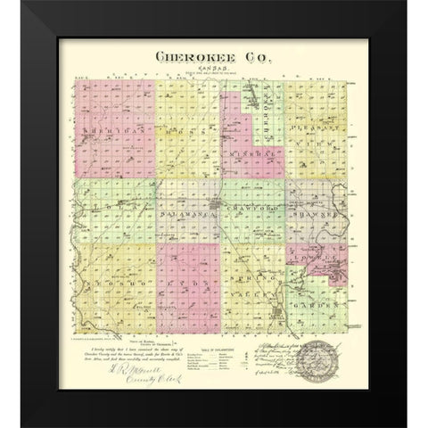 Cherokee Kansas - Everts 1887 Black Modern Wood Framed Art Print by Everts