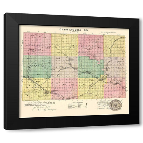 Chautauqua Kansas - Everts 1887 Black Modern Wood Framed Art Print with Double Matting by Everts