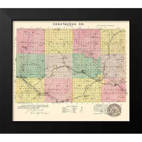 Chautauqua Kansas - Everts 1887 Black Modern Wood Framed Art Print by Everts