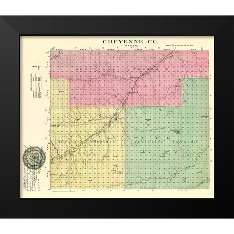 Cheyenne Kansas - Everts 1887 Black Modern Wood Framed Art Print by Everts