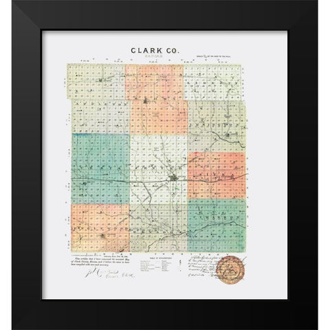 Clark Kansas - Everts 1887 Black Modern Wood Framed Art Print by Everts