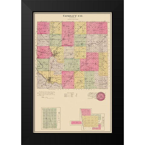Cowley Kansas - Everts 1887 Black Modern Wood Framed Art Print by Everts