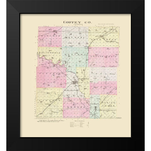 Coffey Kansas - Everts 1887 Black Modern Wood Framed Art Print by Everts