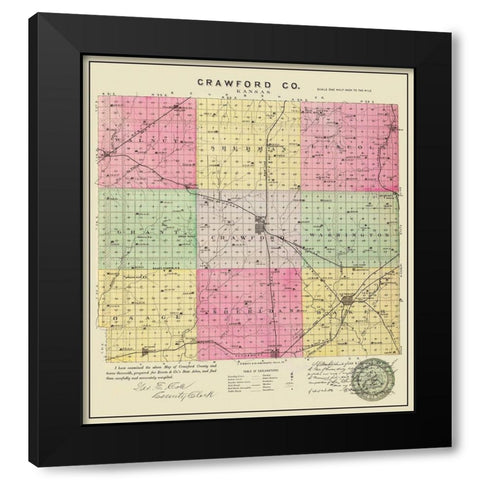Crawford Kansas - Everts 1886 Black Modern Wood Framed Art Print by Everts