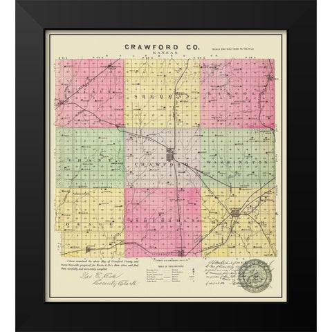 Crawford Kansas - Everts 1886 Black Modern Wood Framed Art Print by Everts