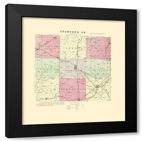 Crawford Kansas - Everts 1887 Black Modern Wood Framed Art Print by Everts