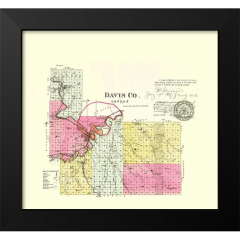 Davis Kansas - Everts 1887 Black Modern Wood Framed Art Print by Everts