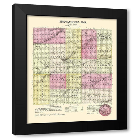 Decatur Kansas - Everts 1887 Black Modern Wood Framed Art Print with Double Matting by Everts