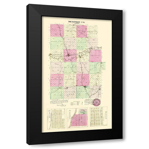 Dickinson Kansas - Everts 1887 Black Modern Wood Framed Art Print by Everts