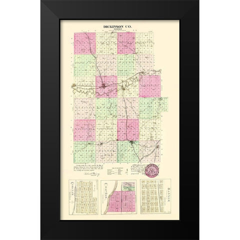 Dickinson Kansas - Everts 1887 Black Modern Wood Framed Art Print by Everts