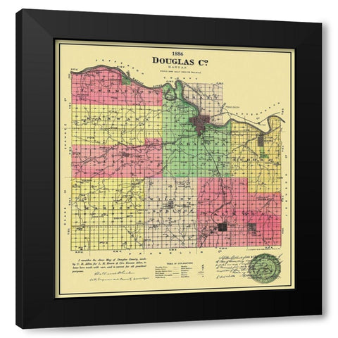 Douglas County Kansas - Allen 1886 Black Modern Wood Framed Art Print by Allen