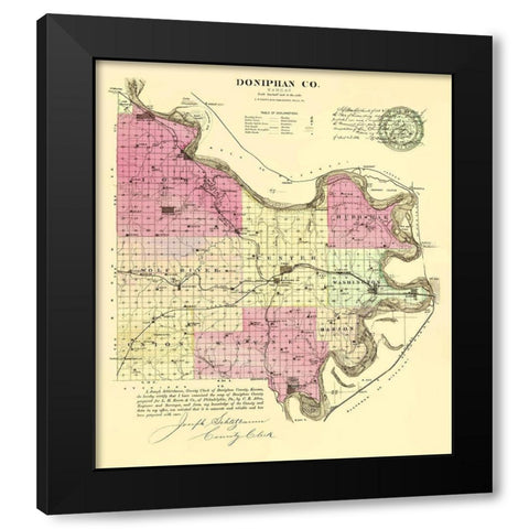 Doniphan Kansas - Everts 1887 Black Modern Wood Framed Art Print by Everts