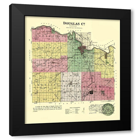 Doniphan Kansas - Everts 1887 Black Modern Wood Framed Art Print with Double Matting by Everts