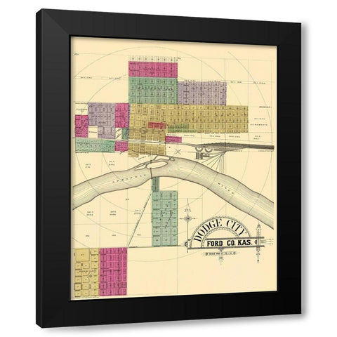 Dodge City Kansas - Everts 1887 Black Modern Wood Framed Art Print by Everts