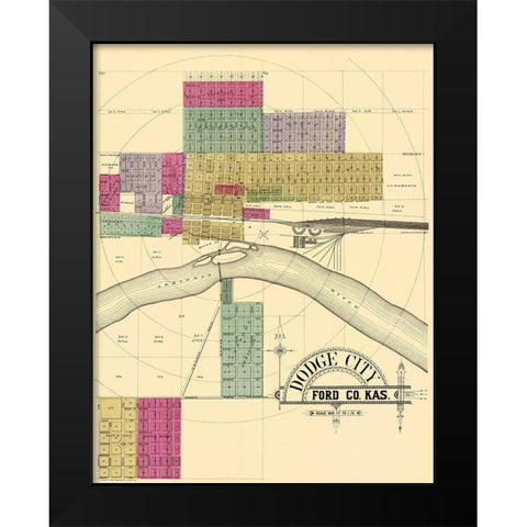 Dodge City Kansas - Everts 1887 Black Modern Wood Framed Art Print by Everts